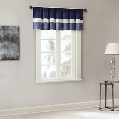 Madison Park Amherst Polyoni Pintuck Window Valance, Navy MP41-2231